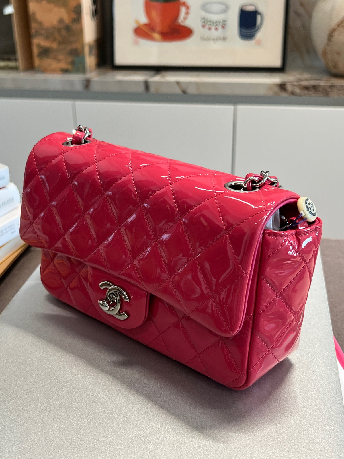 Chanel - Classic Flap Large Mini - Patent leather - Pink - (mini)