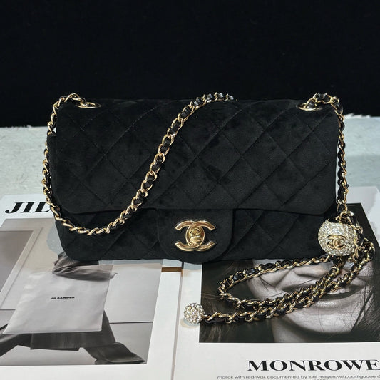 Chanel - Classic Flap Large Mini - Velvet - Black - (mini)