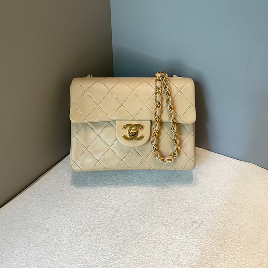 Chanel - Classic Flap - Leather - Beige - (mini)