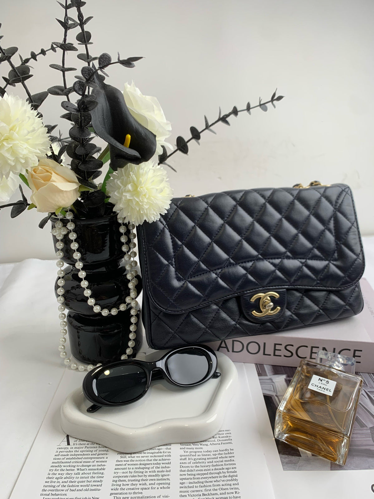 Chanel - Classic Flap - Leather - Blue - (medium)