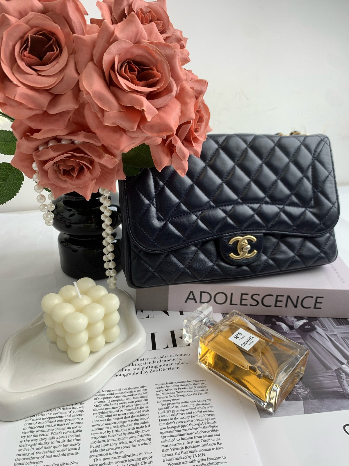 Chanel - Classic Flap - Leather - Blue - (medium)