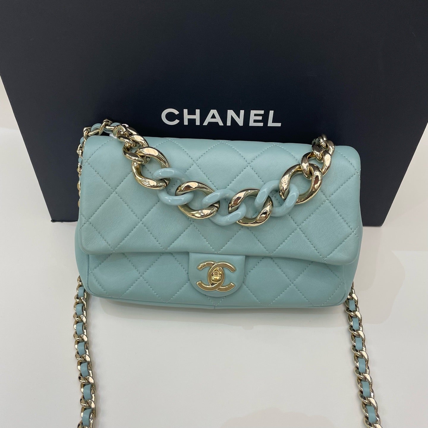 Chanel - Classic Flap - Leather - Blue - (mini)