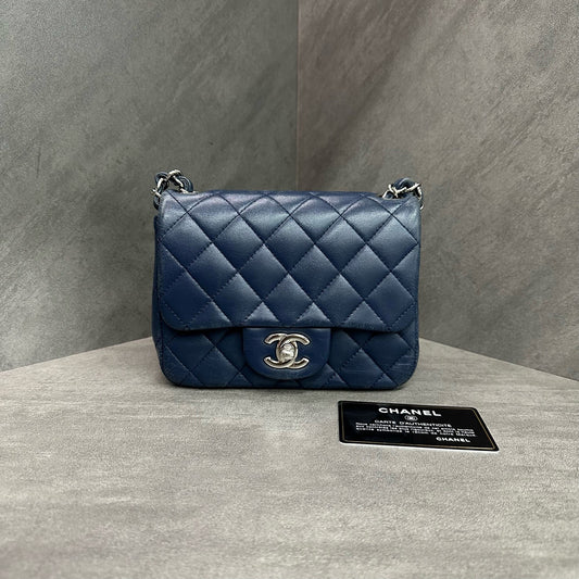 Chanel - Classic Flap - Leather - Blue - (mini)
