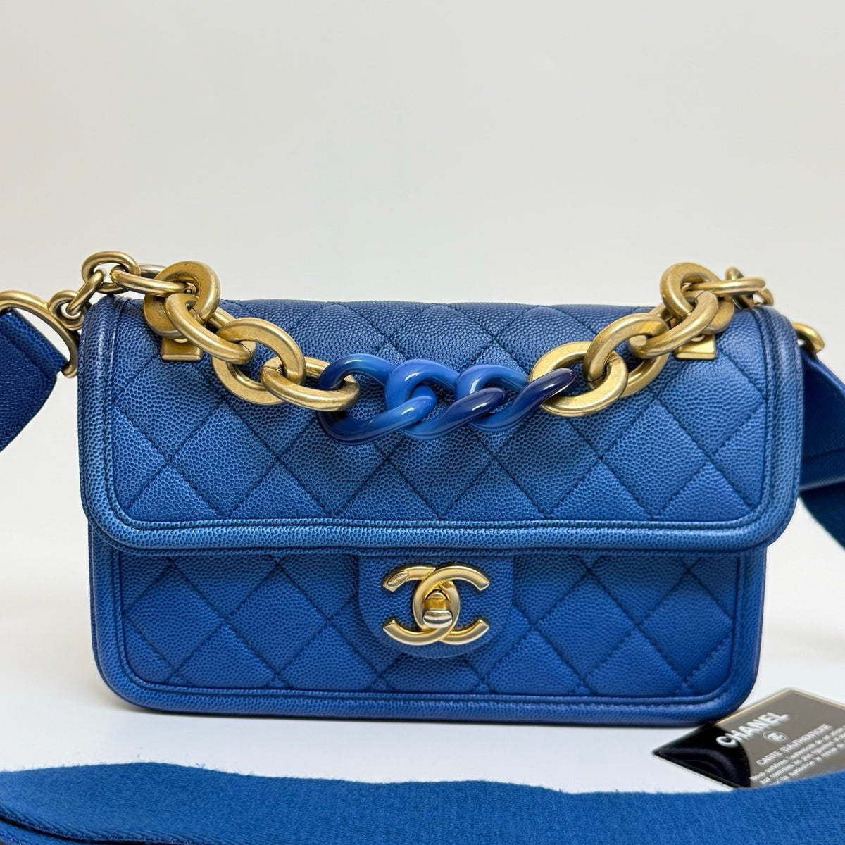 Chanel - Classic Flap - Leather - Blue - (small)