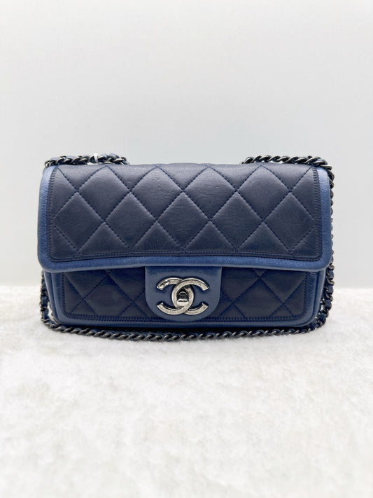 Chanel - Classic Flap - Leather - Blue - (small)