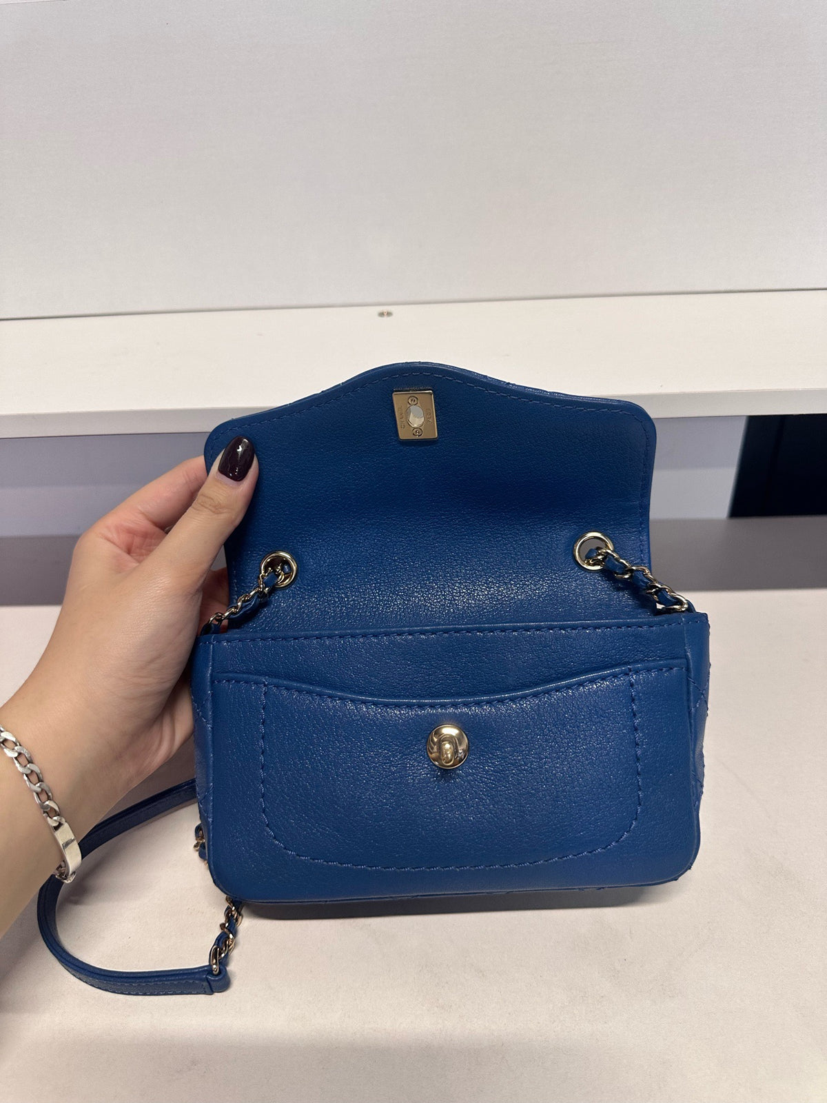 Chanel - Classic Flap - Leather - Blue - (Small)