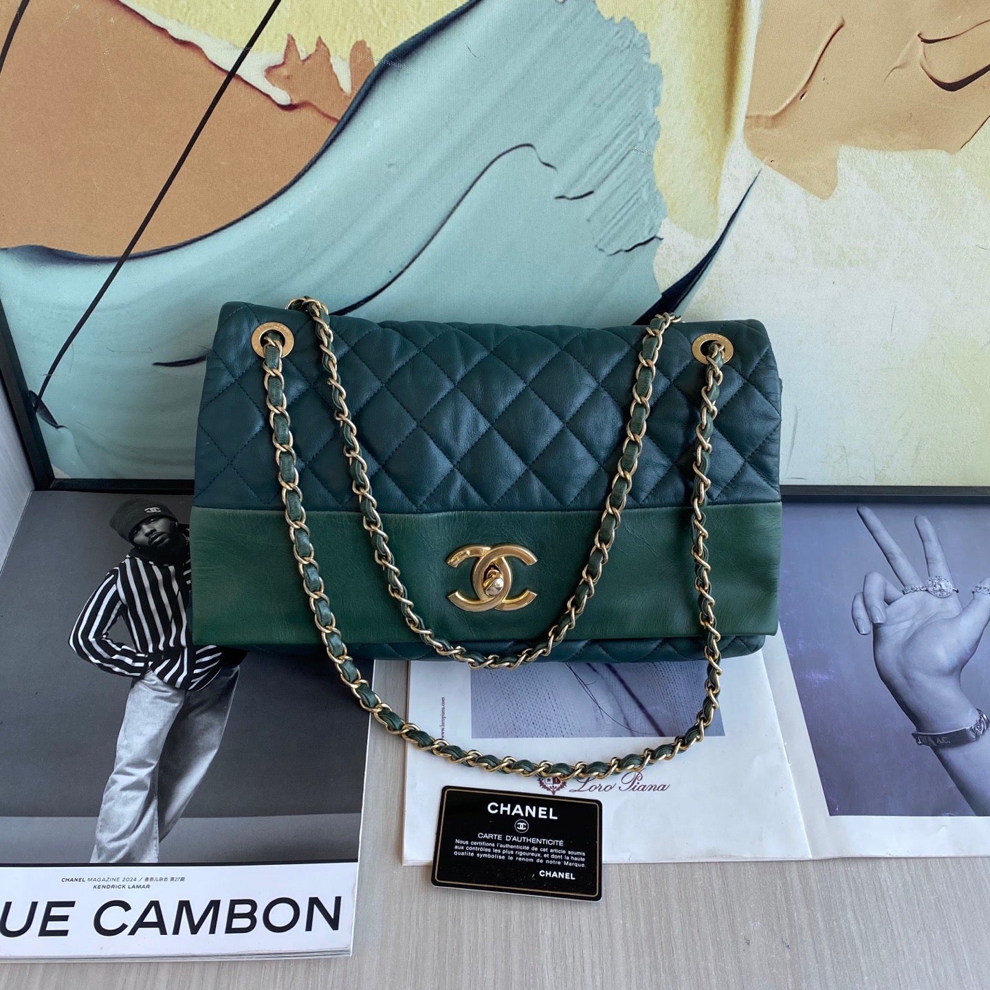Chanel - Classic Flap - Leather - Green - (large)