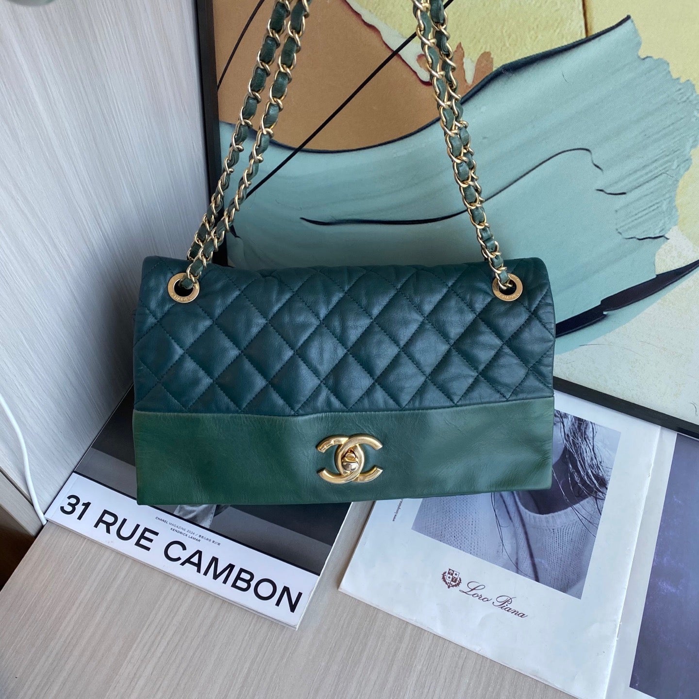 Chanel - Classic Flap - Leather - Green - (large)