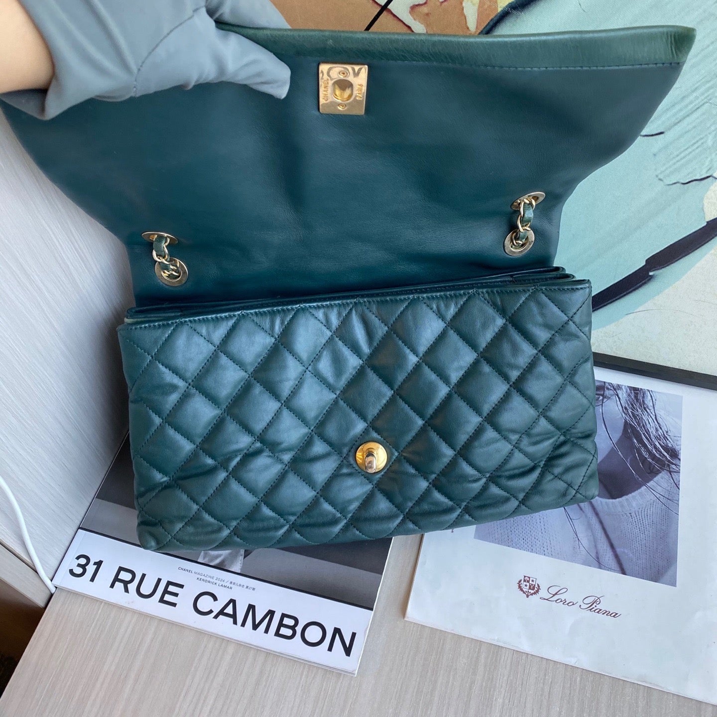 Chanel - Classic Flap - Leather - Green - (large)