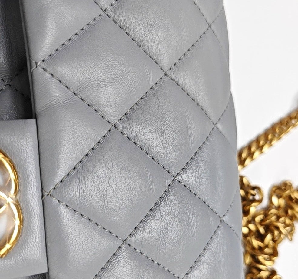 Chanel - Classic Flap - Leather - Grey