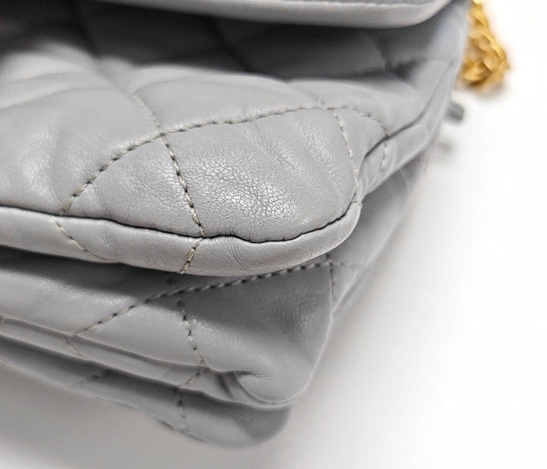 Chanel - Classic Flap - Leather - Grey