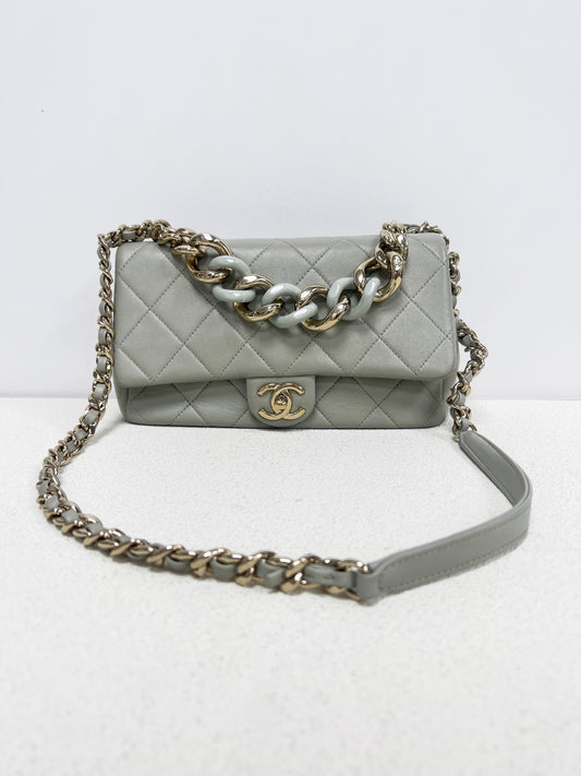 Chanel - Classic Flap - Leather - Grey - (medium)