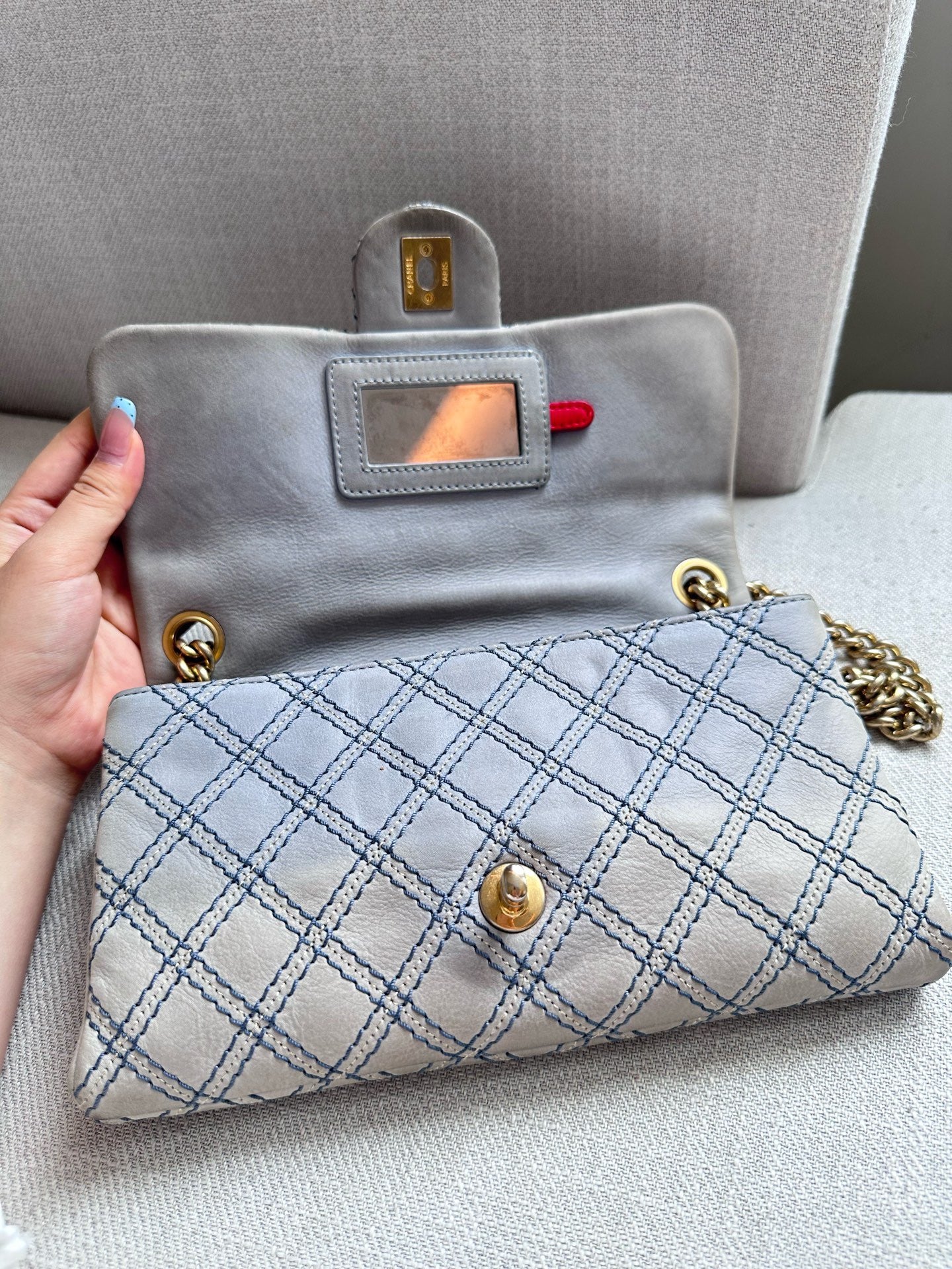 Chanel - Classic Flap - Leather - Grey - (small)