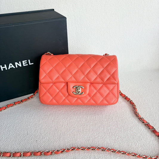 Chanel - Classic Flap - Leather - Orange - (mini)