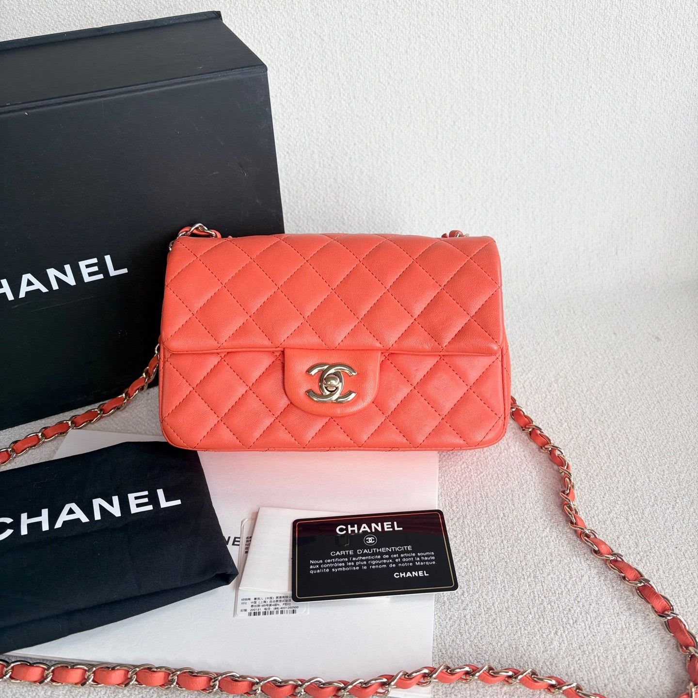 Chanel - Classic Flap - Leather - Orange - (mini)