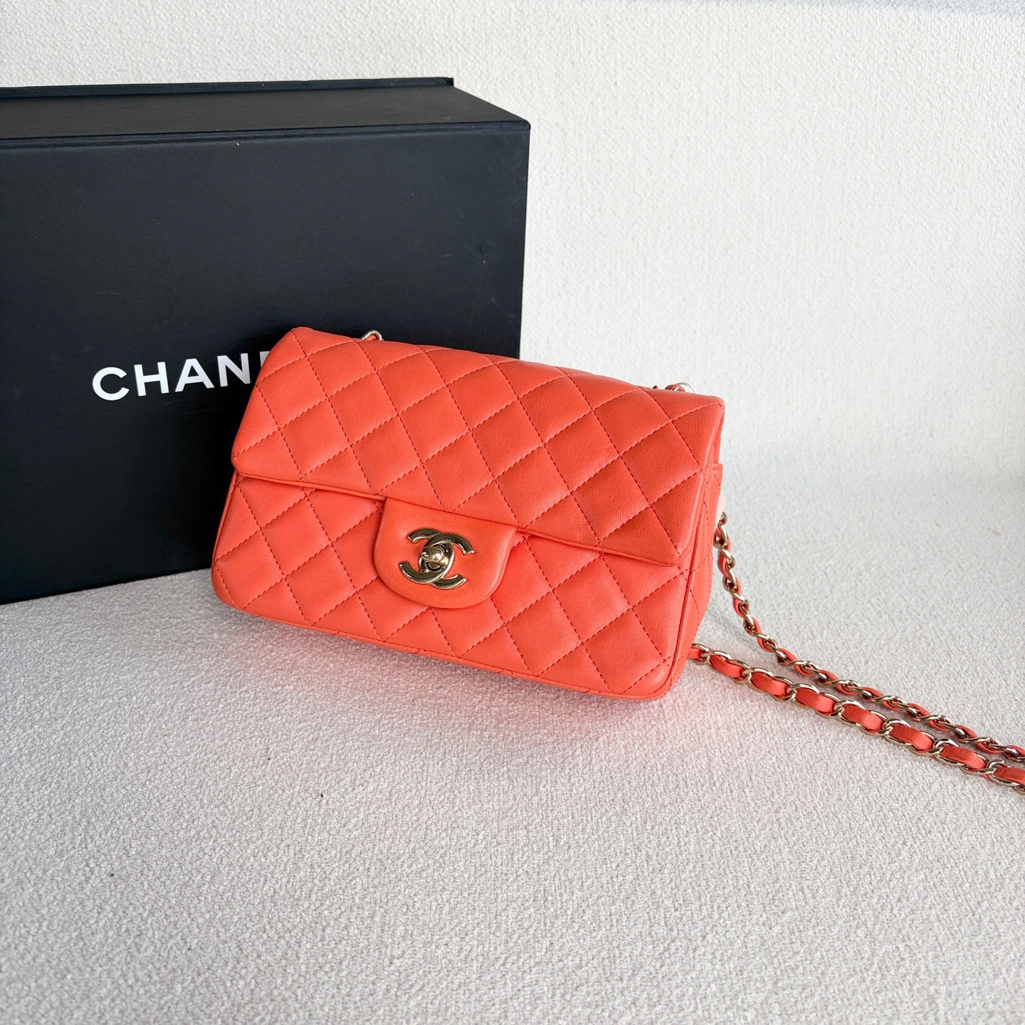 Chanel - Classic Flap - Leather - Orange - (mini)
