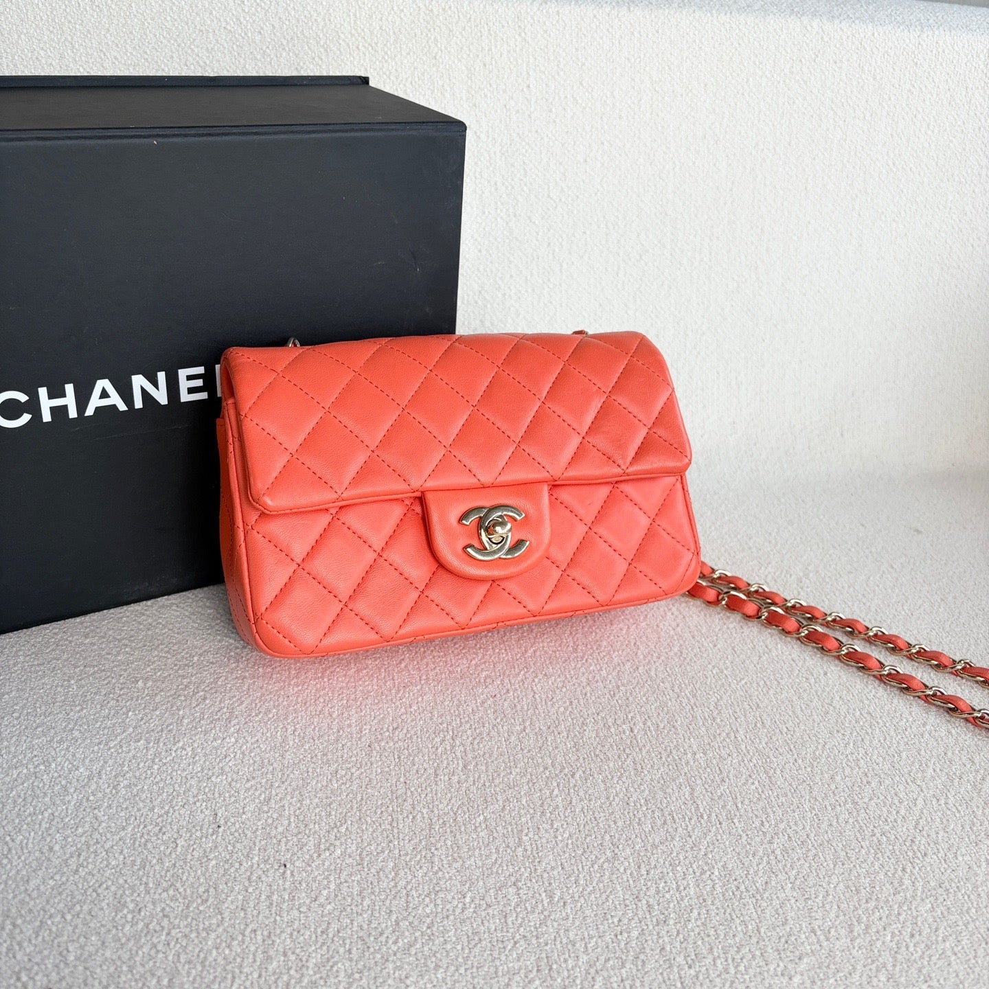 Chanel - Classic Flap - Leather - Orange - (mini)