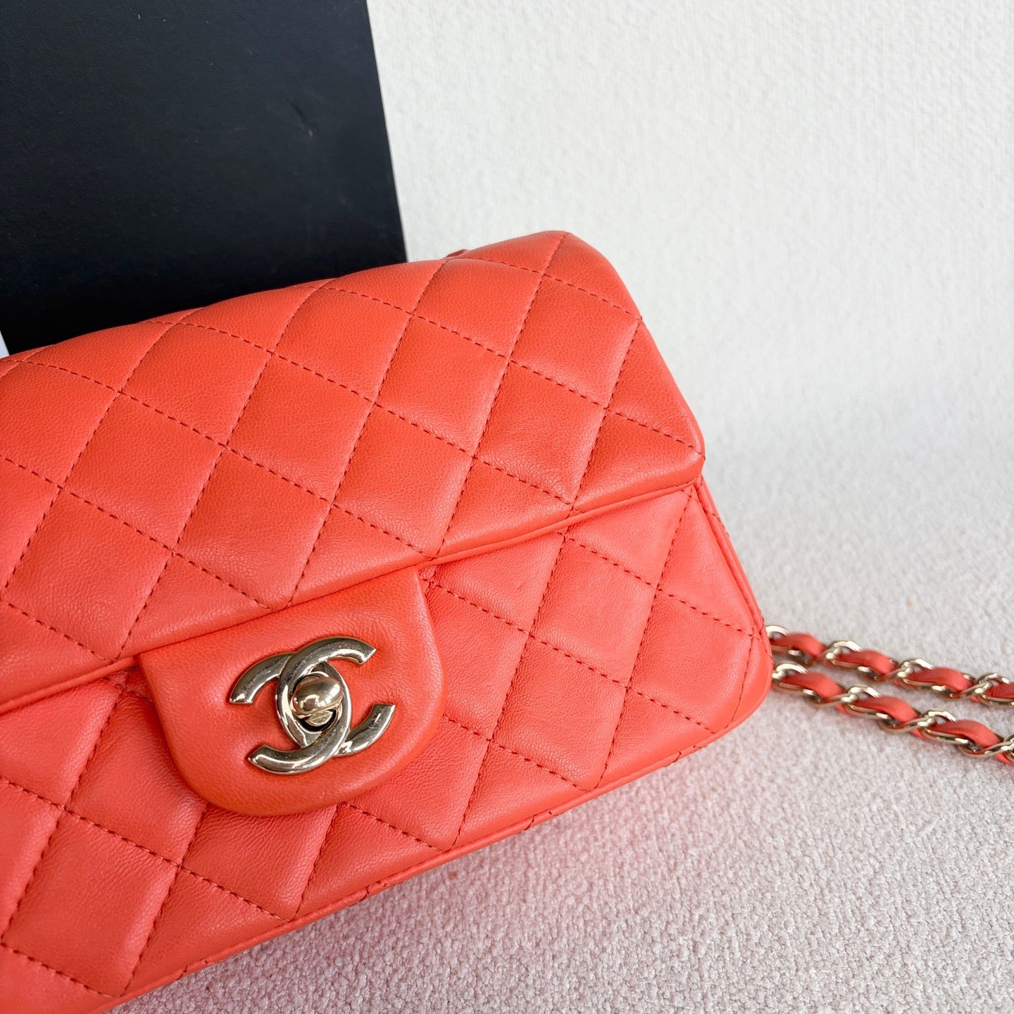 Chanel - Classic Flap - Leather - Orange - (mini)