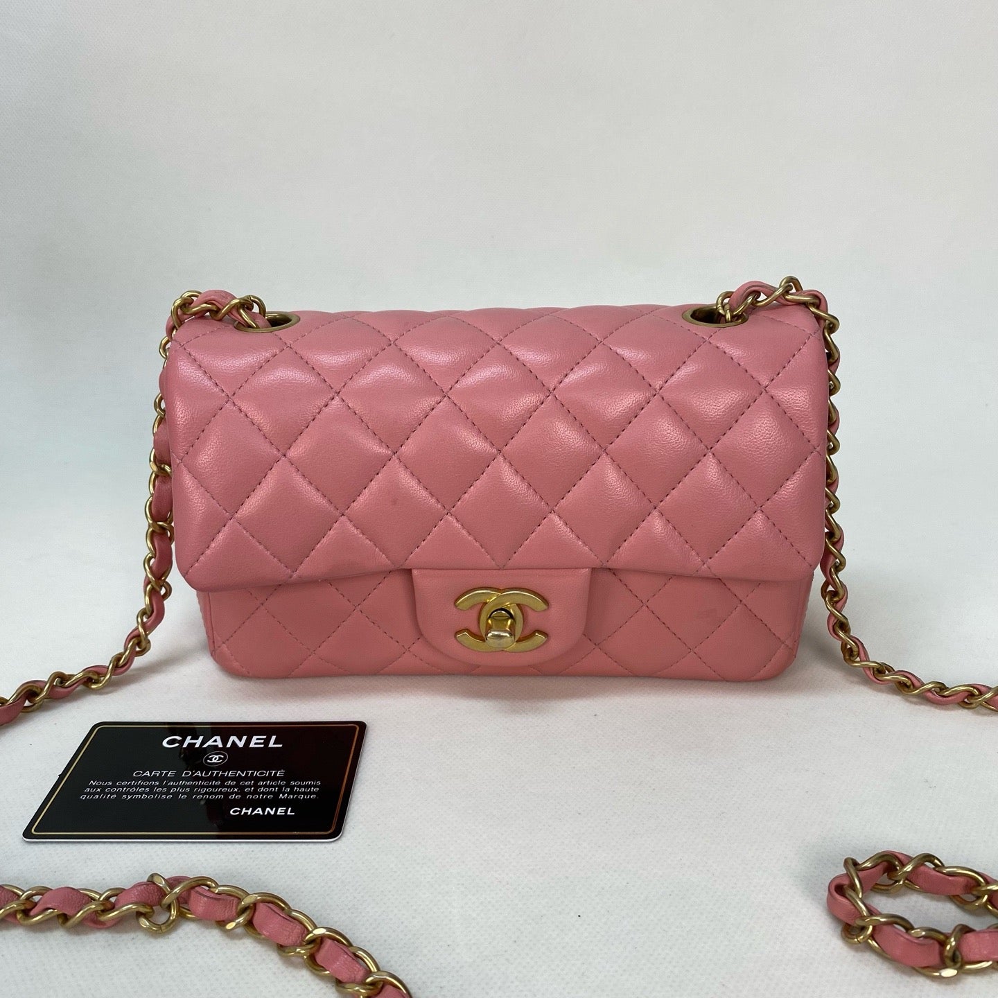 Chanel - Classic Flap - Leather - Pink - (mini)