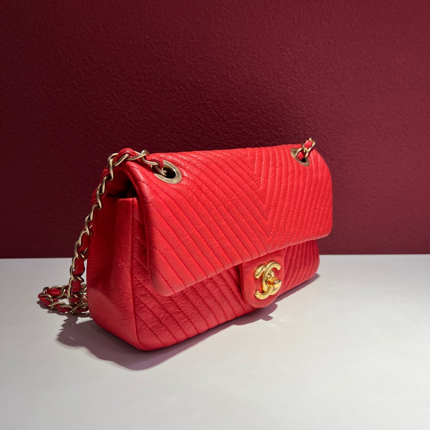 Chanel - Classic Flap - Leather - Red - (mini)