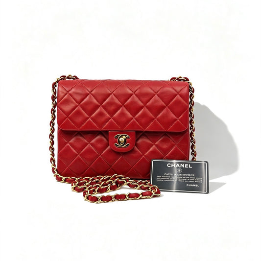 Chanel - Classic Flap - Leather - Red - (small)