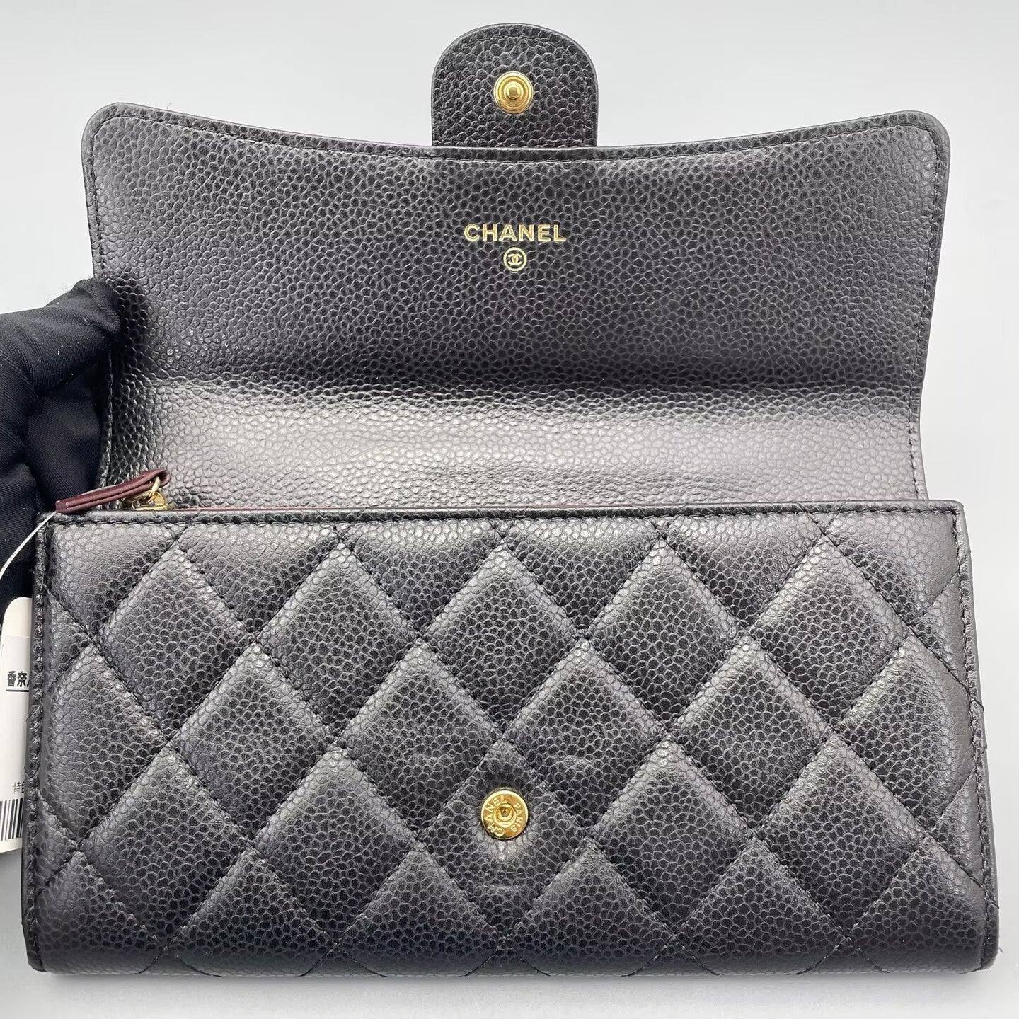 Chanel - Classic Flap Long Wallet - Caviar leather - Black with Gold-Tone Hardware