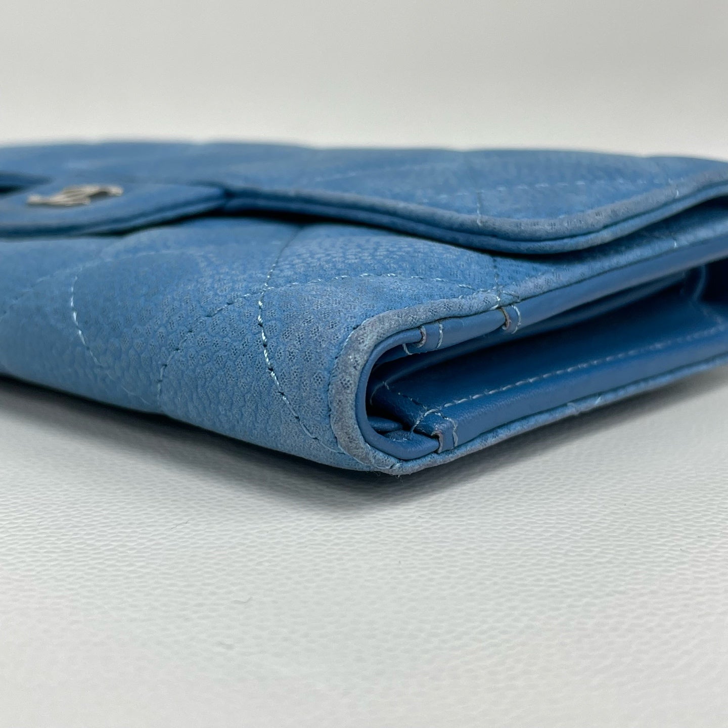 Chanel - Classic Flap Long Wallet - Caviar leather - Blue with Silver-Tone Hardware