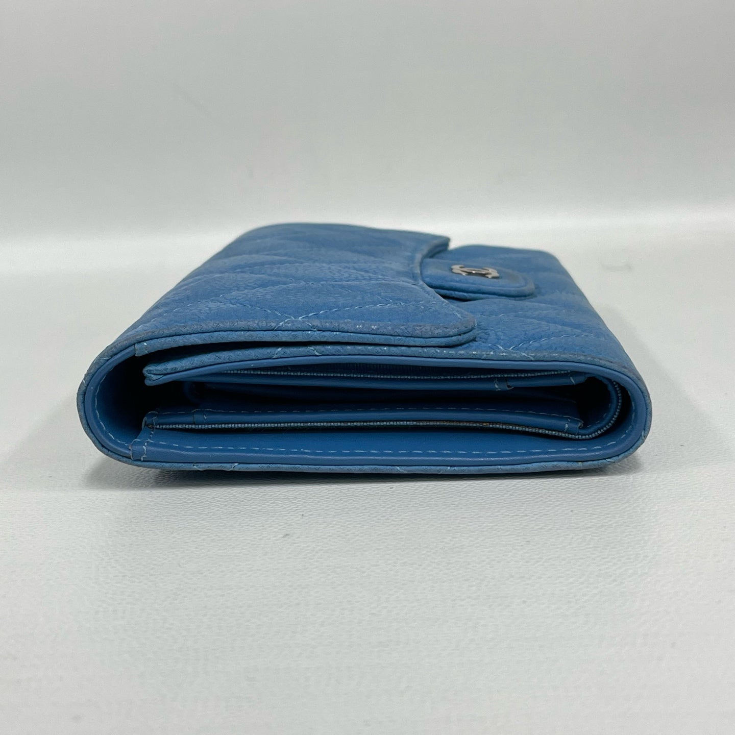 Chanel - Classic Flap Long Wallet - Caviar leather - Blue with Silver-Tone Hardware
