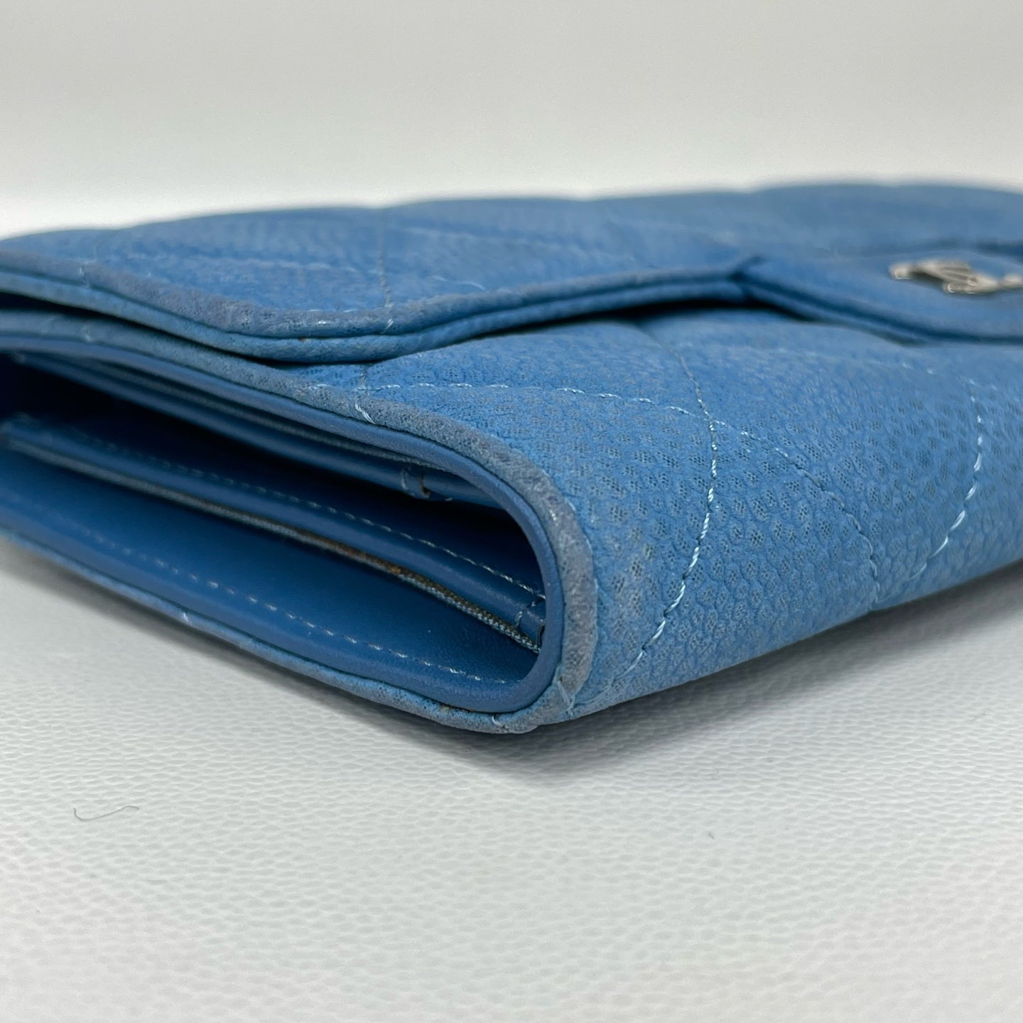 Chanel - Classic Flap Long Wallet - Caviar leather - Blue with Silver-Tone Hardware