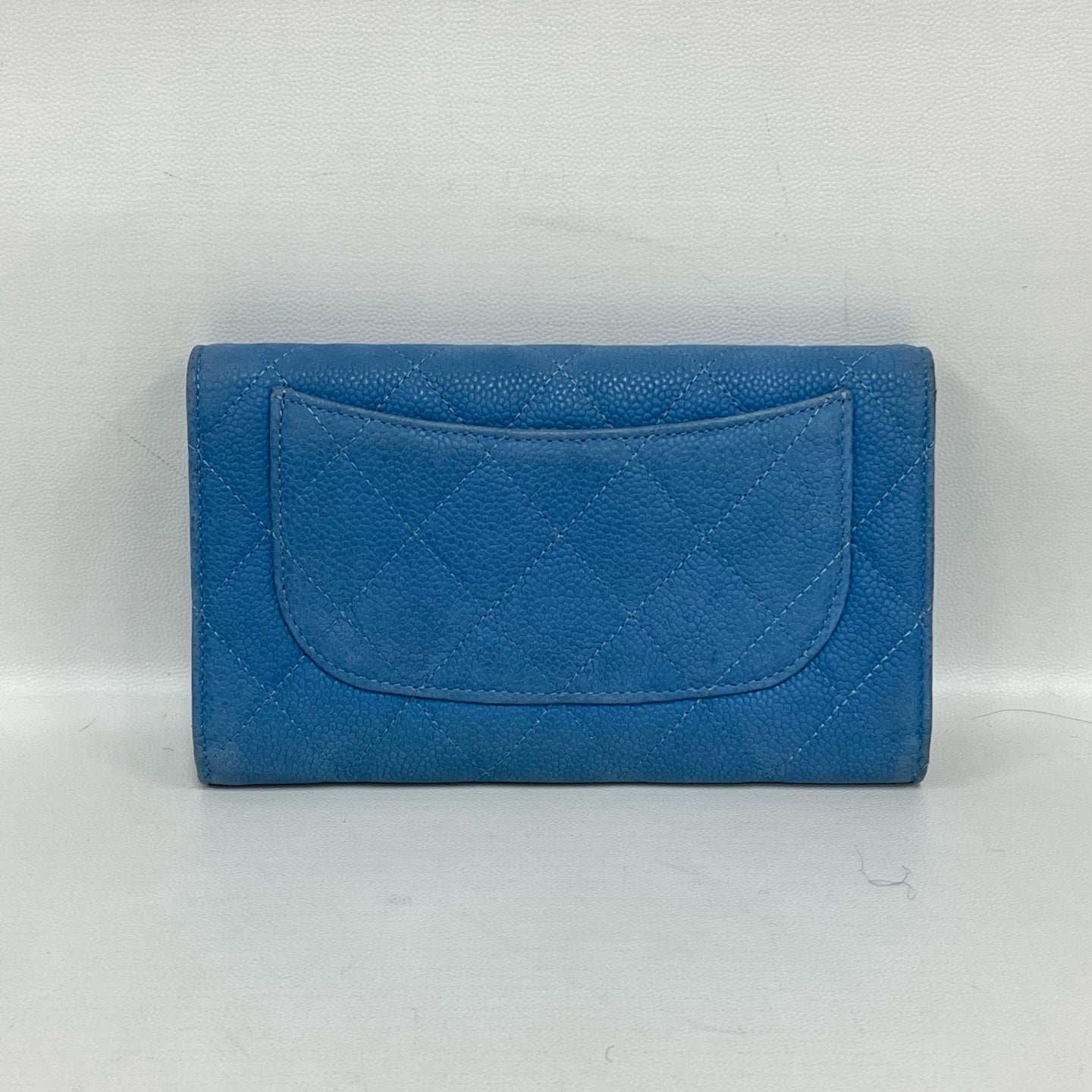Chanel - Classic Flap Long Wallet - Caviar leather - Blue with Silver-Tone Hardware