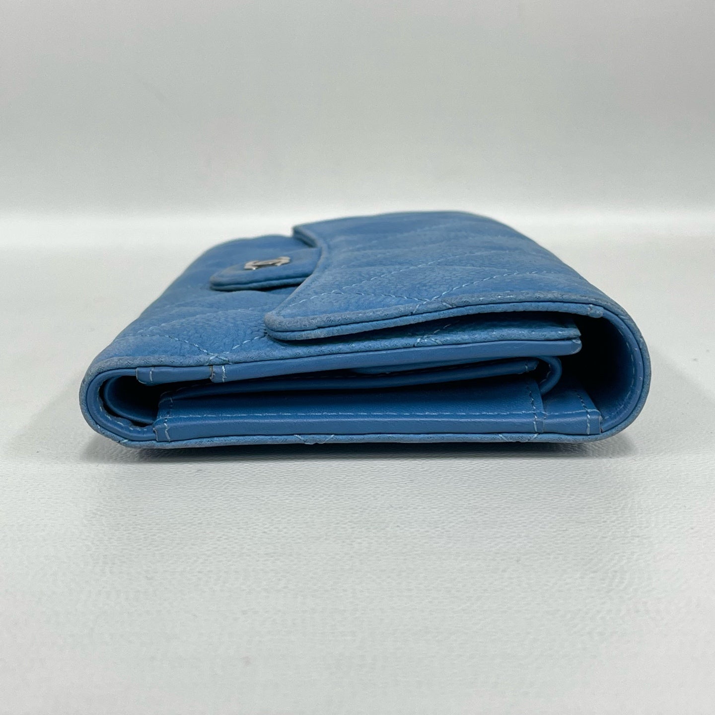 Chanel - Classic Flap Long Wallet - Caviar leather - Blue with Silver-Tone Hardware