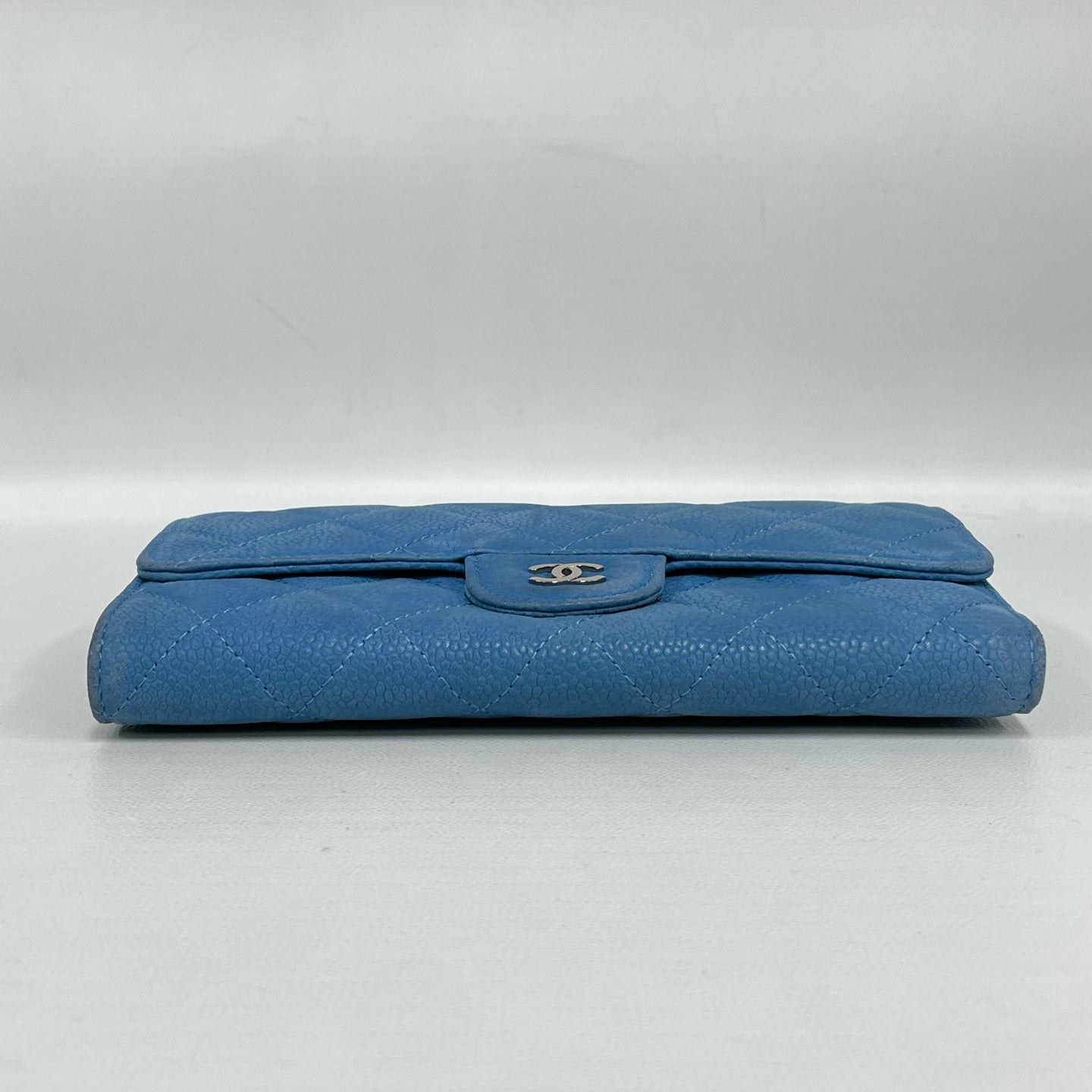 Chanel - Classic Flap Long Wallet - Caviar leather - Blue with Silver-Tone Hardware