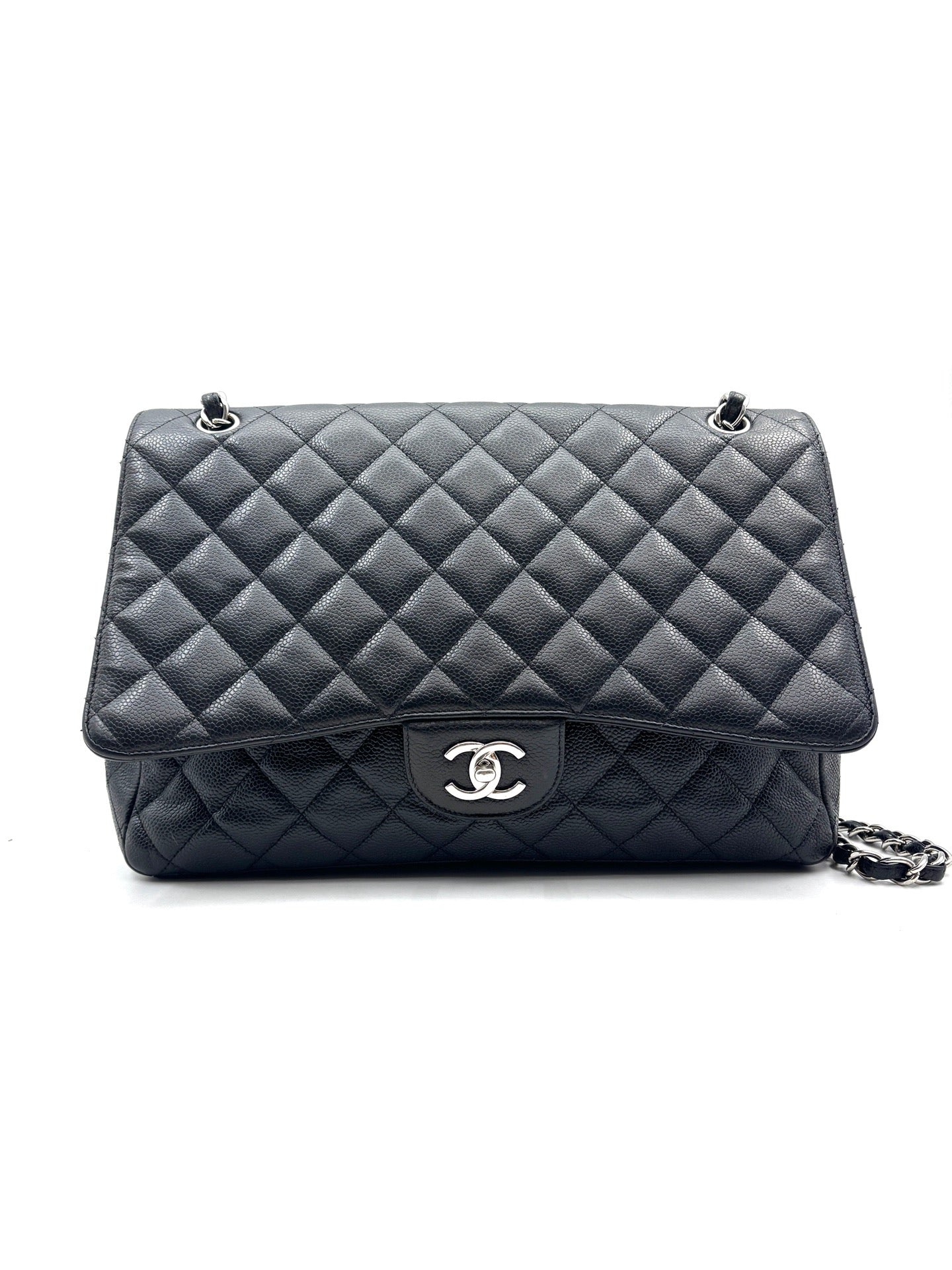Chanel - Classic Flap Maxi - Caviar leather - Black with Silver-Tone Hardware - (large)