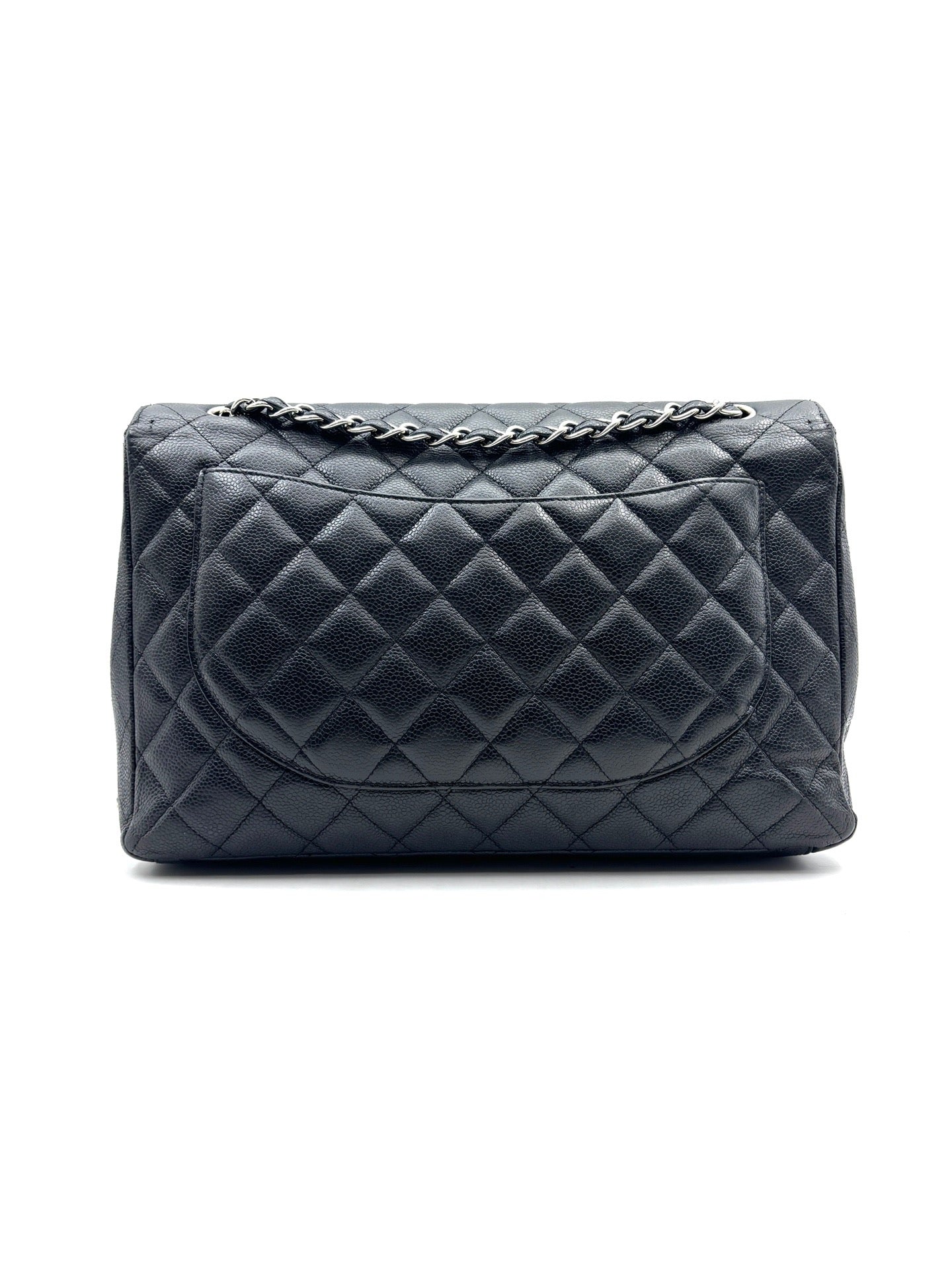 Chanel - Classic Flap Maxi - Caviar leather - Black with Silver-Tone Hardware - (large)