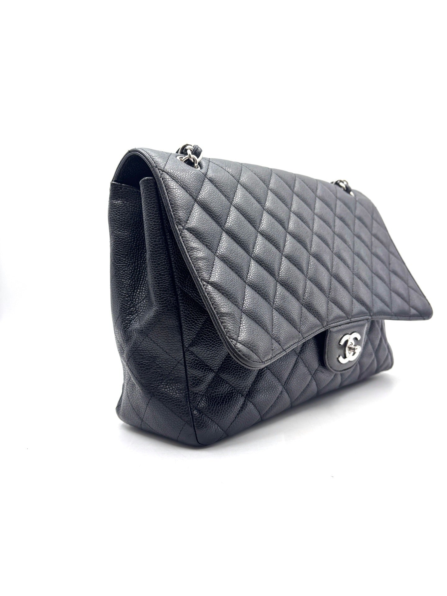Chanel - Classic Flap Maxi - Caviar leather - Black with Silver-Tone Hardware - (large)