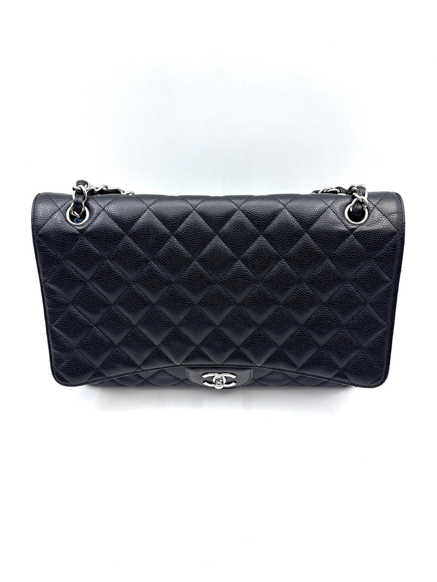 Chanel - Classic Flap Maxi - Caviar leather - Black with Silver-Tone Hardware - (large)