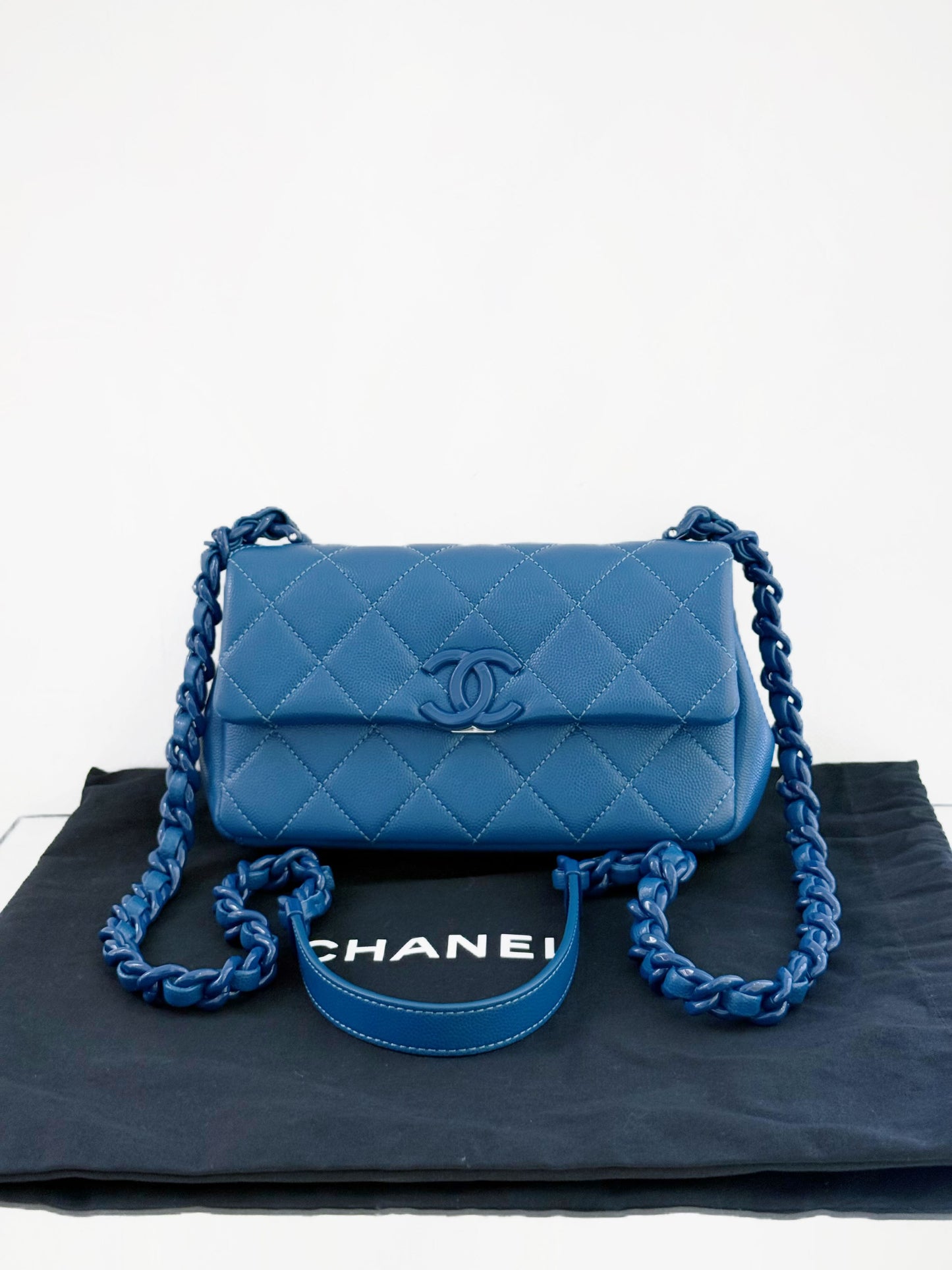 Chanel - Classic Flap Mini (Rectangular) - Caviar leather - Blue - (mini)