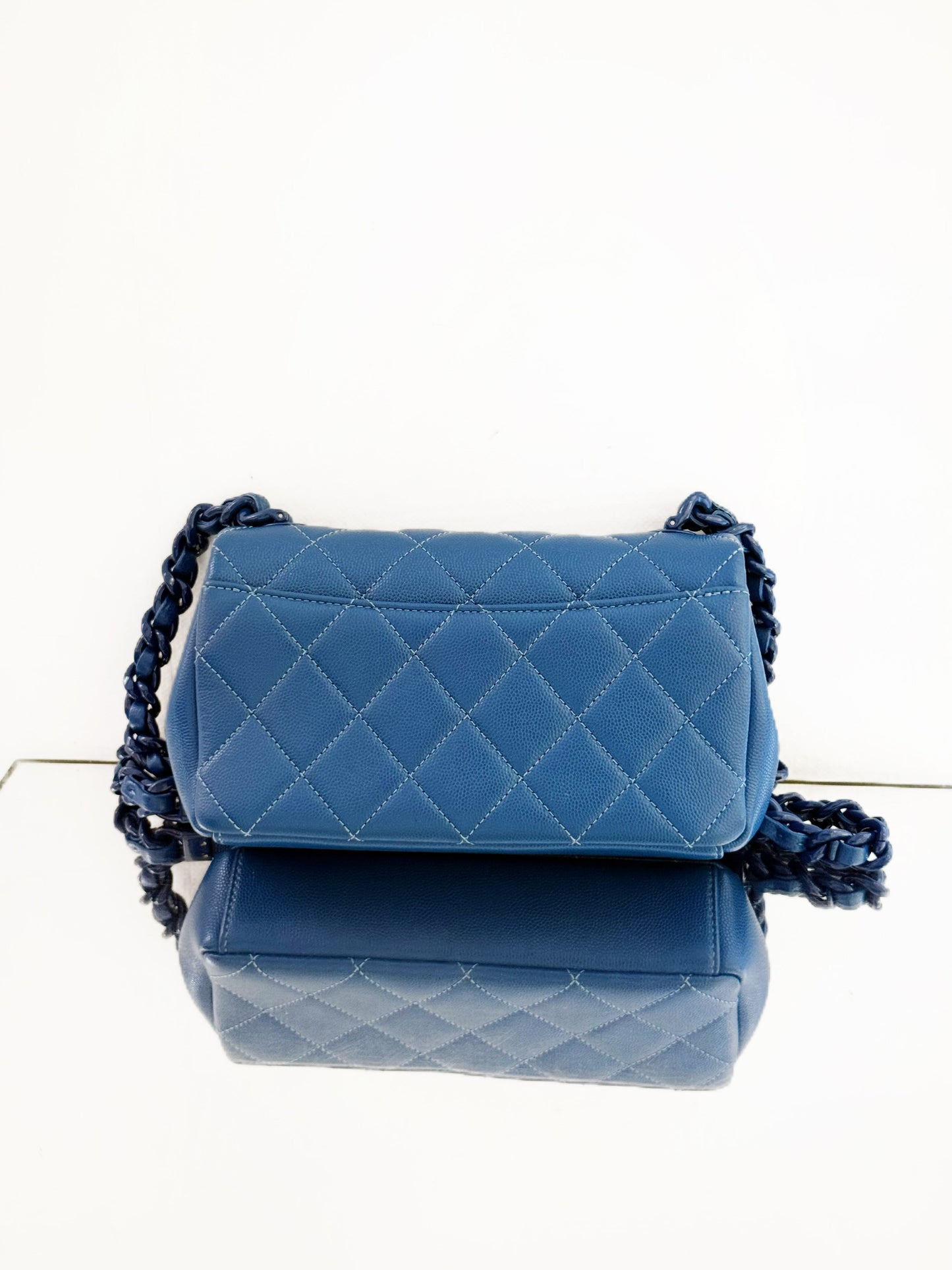 Chanel - Classic Flap Mini (Rectangular) - Caviar leather - Blue - (mini)