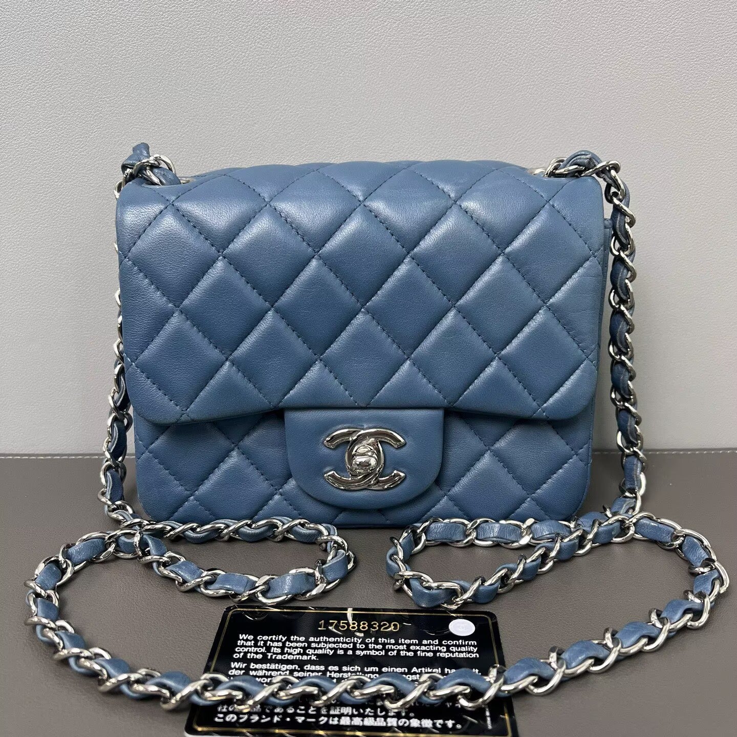 Chanel - Classic Flap Mini (Rectangular) - Lambskin leather - Blue - (mini)