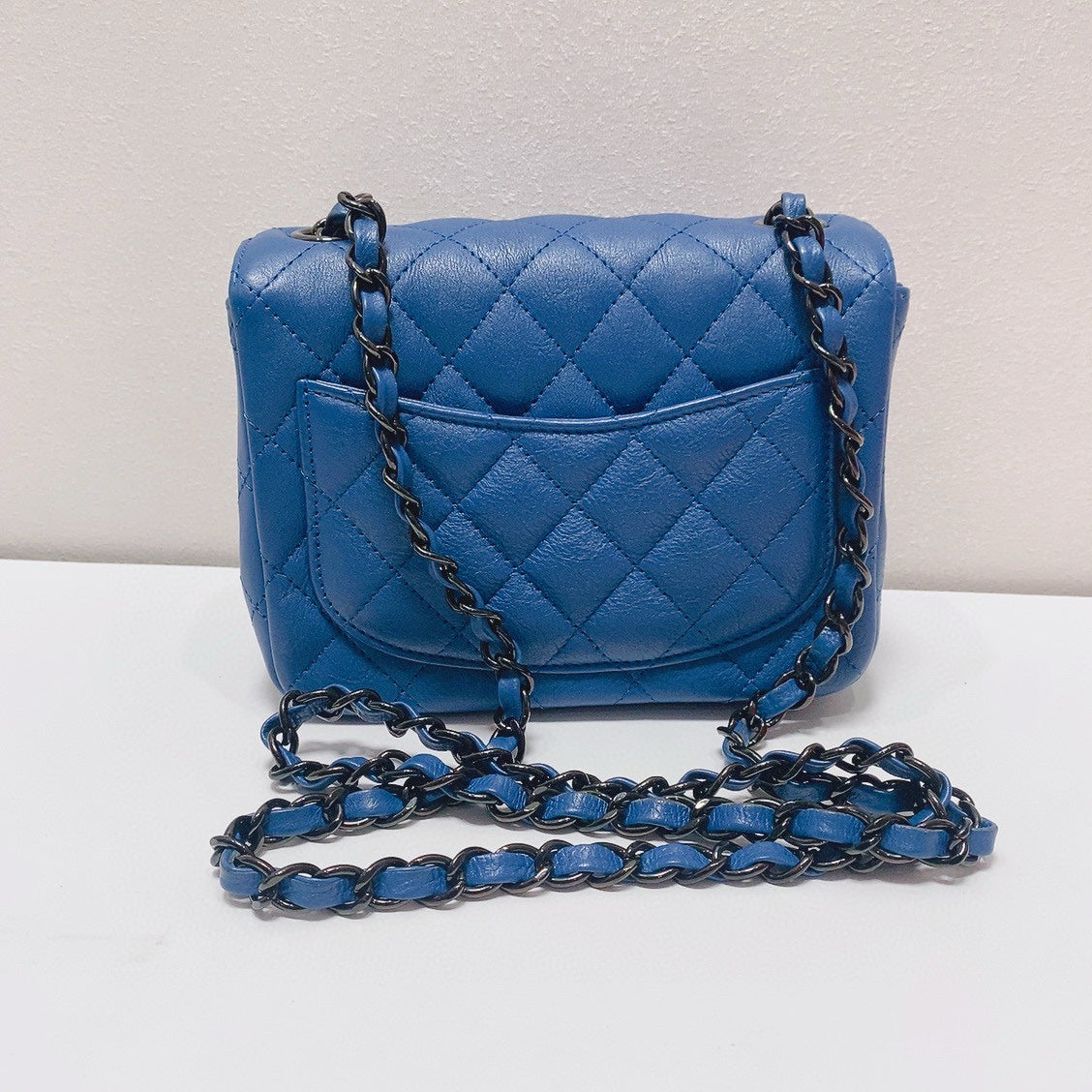 Chanel - Classic Flap Mini (Rectangular) - Lambskin leather - Blue - (mini)