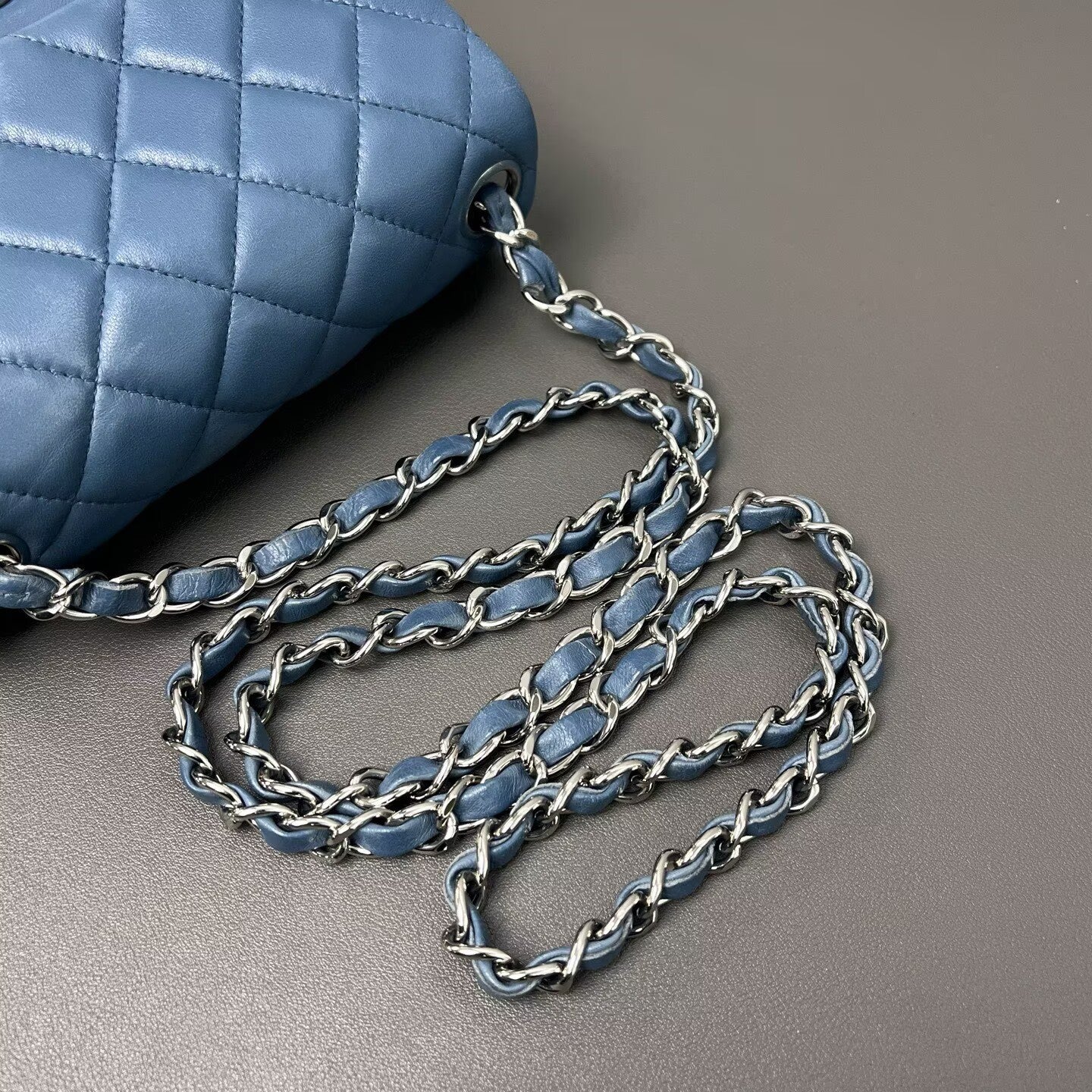 Chanel - Classic Flap Mini (Rectangular) - Lambskin leather - Blue - (mini)