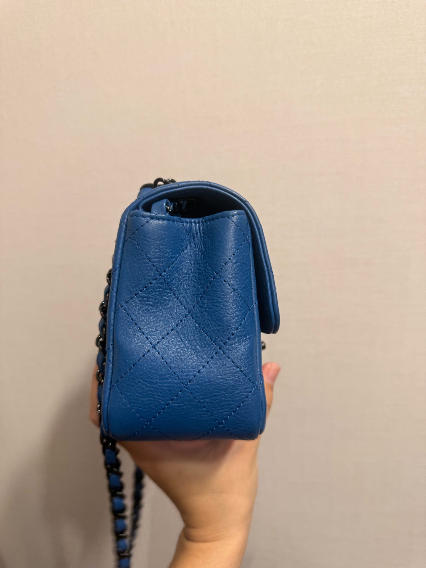 Chanel - Classic Flap Mini (Rectangular) - Lambskin leather - Blue - (mini)