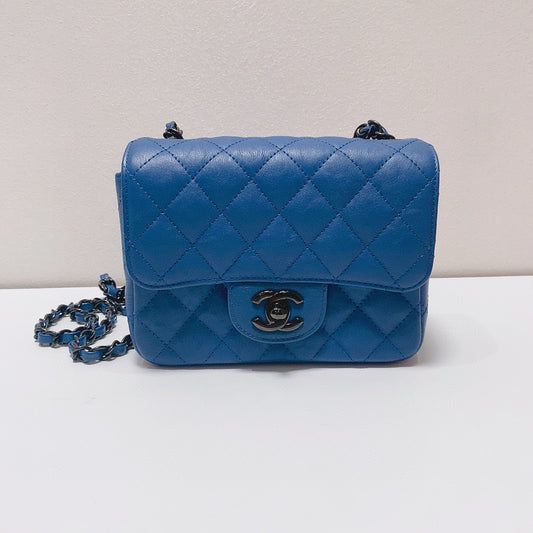 Chanel - Classic Flap Mini (Rectangular) - Lambskin leather - Blue - (mini)