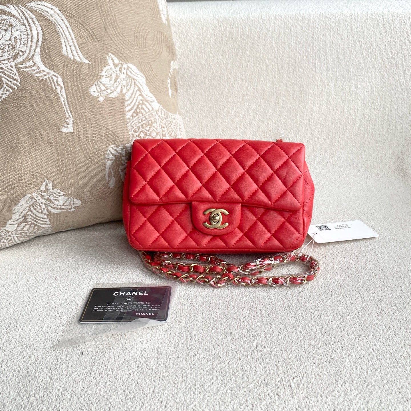 Chanel - Classic Flap Mini (Rectangular) - Lambskin leather - Red - (mini)