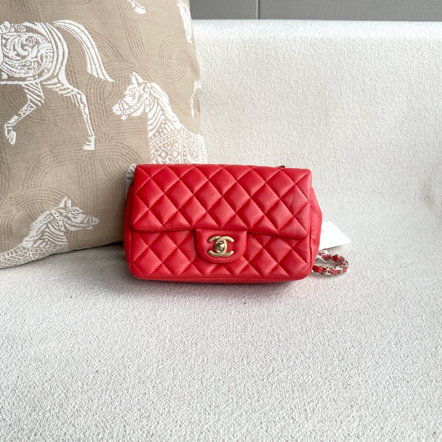 Chanel - Classic Flap Mini (Rectangular) - Lambskin leather - Red - (mini)