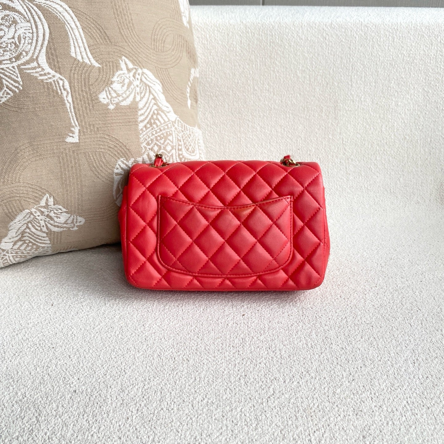 Chanel - Classic Flap Mini (Rectangular) - Lambskin leather - Red - (mini)