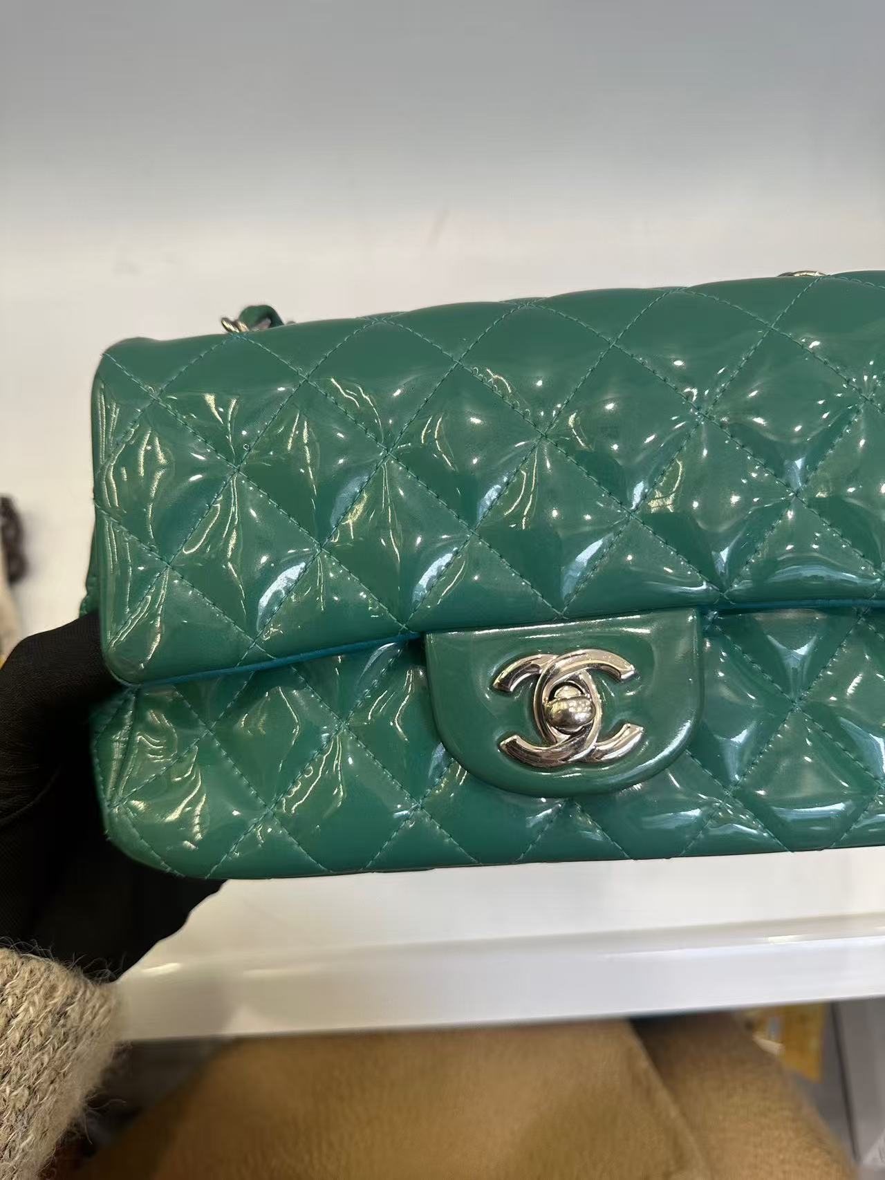 Chanel - Classic Flap Mini (Rectangular) - Patent leather - Green - (mini)