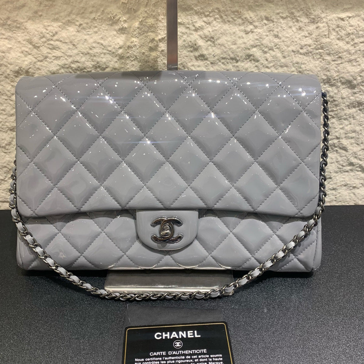 Chanel - Classic Flap - Patent leather - Grey - (Large)