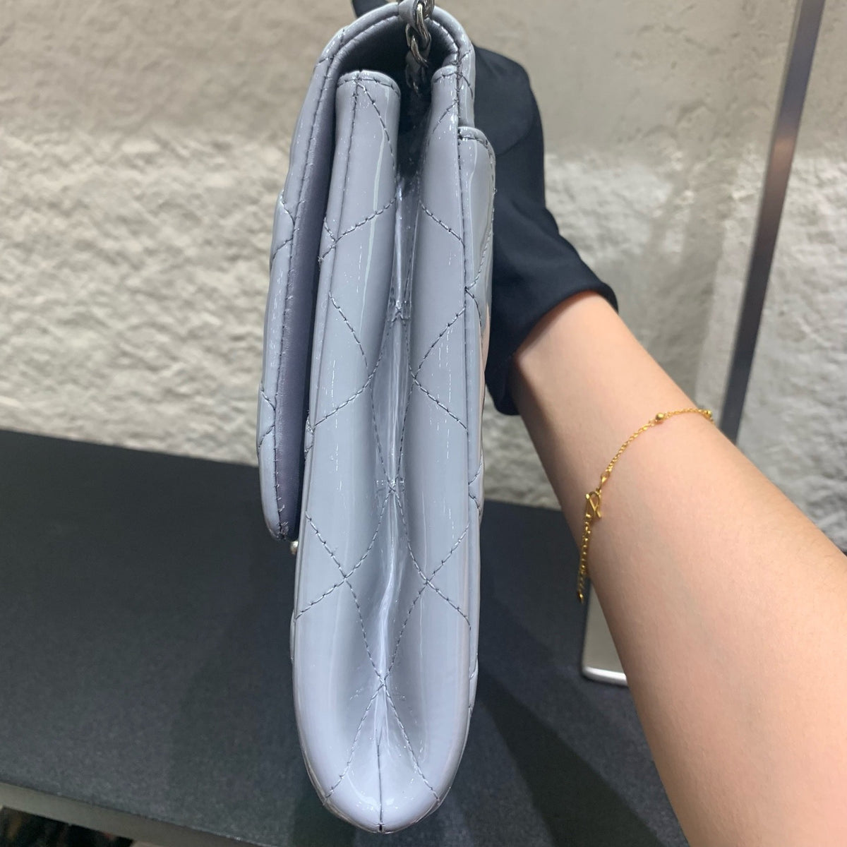 Chanel - Classic Flap - Patent leather - Grey - (Large)