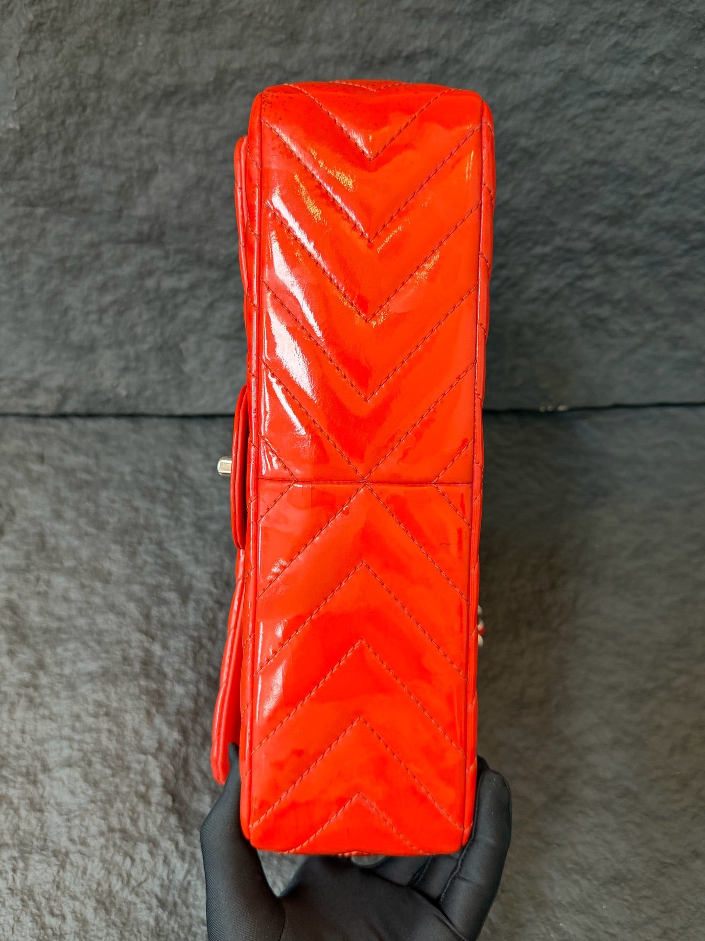 Chanel - Classic Flap - Patent leather - Orange - (Large)